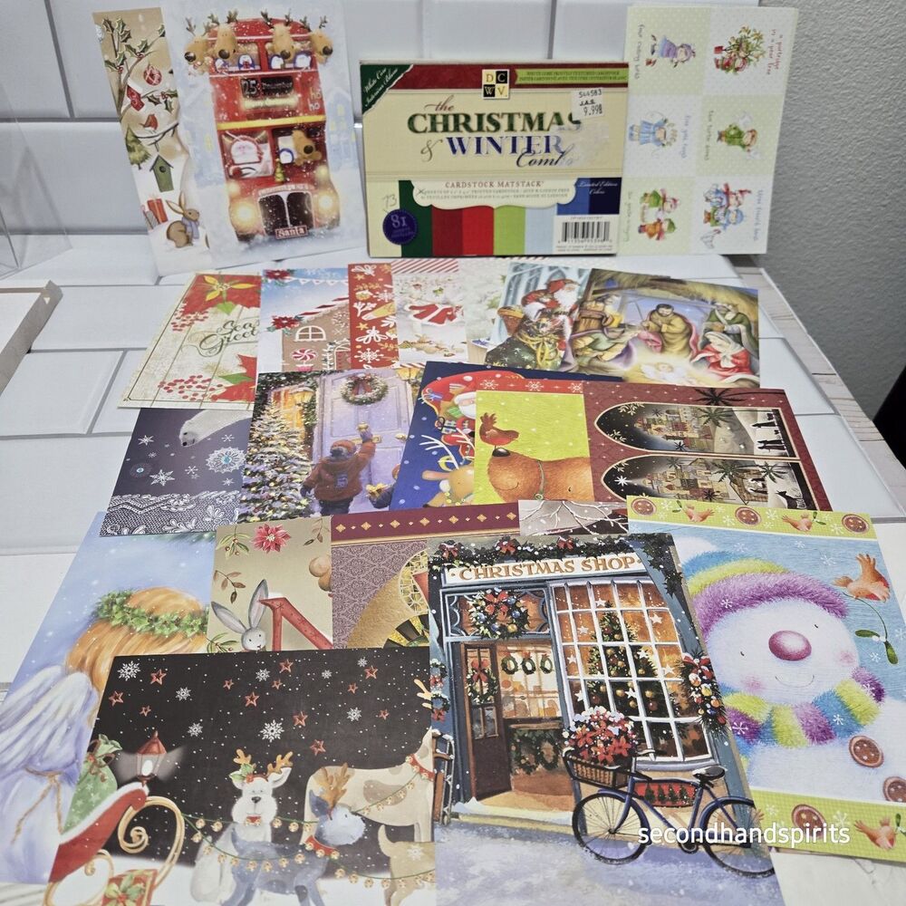Christmas Winter Card Stock Mat Stack 73 Sheets Plus 23 Card Journal Sheets